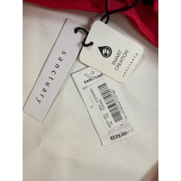 Sanctuary Red Ruched Puff Sleeve Mini Dress Size 4 Cotton Blend (bin JJ129) - Picture 6 of 9